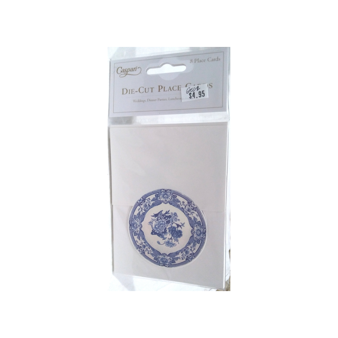 CASPARI BLUE AND WHITE PLATE PLACE CARDS