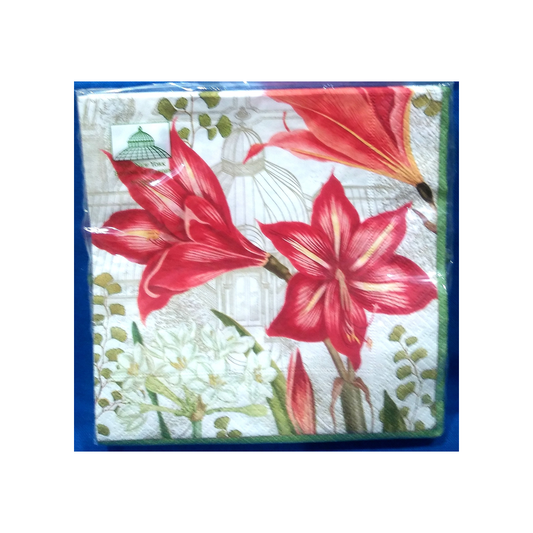 CASPARI CHRISTMAS BLOOMS IVORY PAPER LUNCHEON NAPKINS
