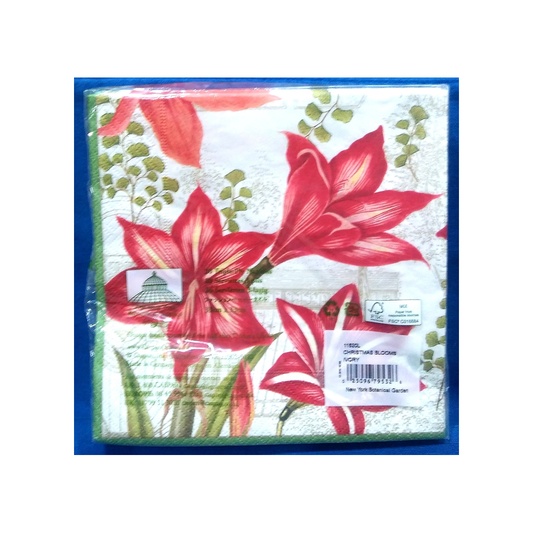 CASPARI CHRISTMAS BLOOMS IVORY PAPER LUNCHEON NAPKINS