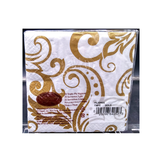 CASPARI FILIGREE GOLD PAPER BEVERAGE NAPKINS