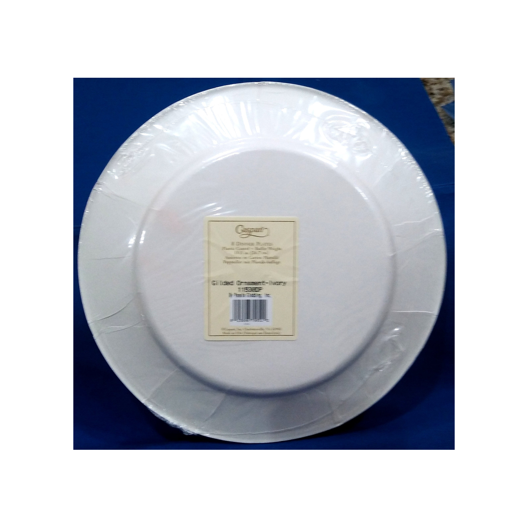 CASPARI GILDED ORNAMENT IVORY 10 1/2" PAPER PLATES