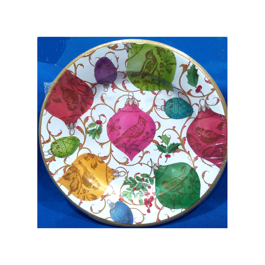 CASPARI GILDED ORNAMENT IVORY 8" PAPER PLATE