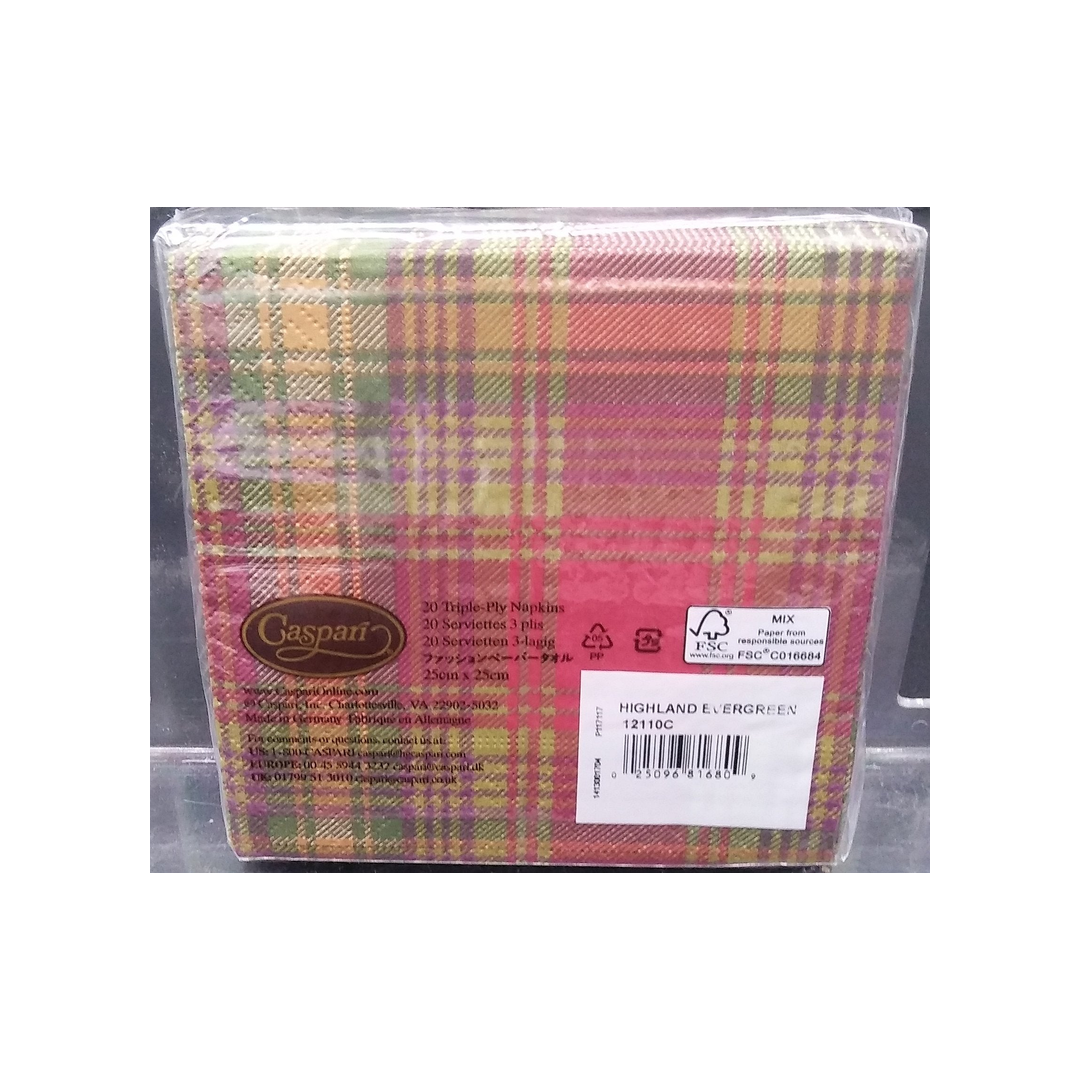 CASPARI HIGHLAND EVERGREEN PAPER BEVERAGE NAPKINS