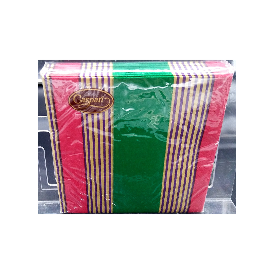 CASPARI RIVIERA STRIPE DARK GREEN PAPER BEVERAGE NAPKINS