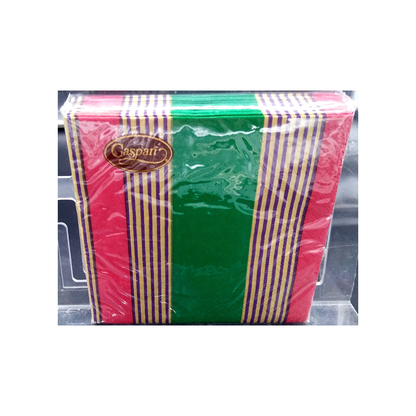 CASPARI RIVIERA STRIPE DARK GREEN PAPER BEVERAGE NAPKINS