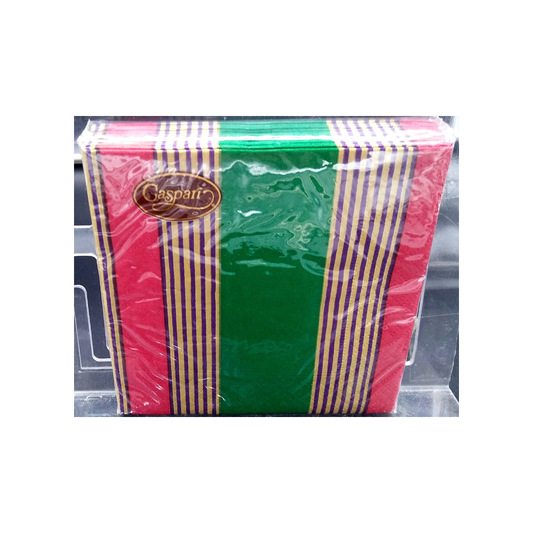 CASPARI RIVIERA STRIPE DARK GREEN PAPER BEVERAGE NAPKINS