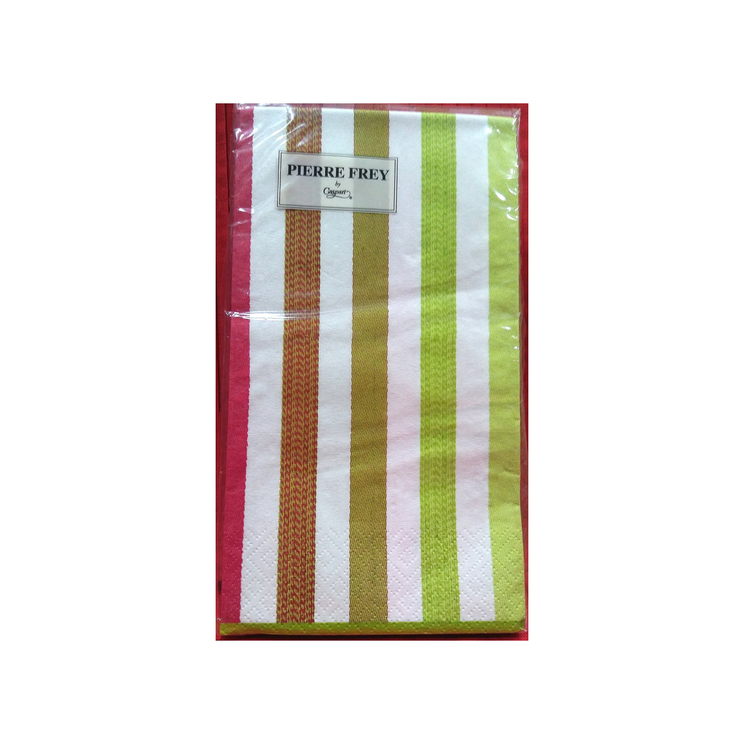 CASPARI SABLE GREEN STRIPED PAPER GUEST TOWELS