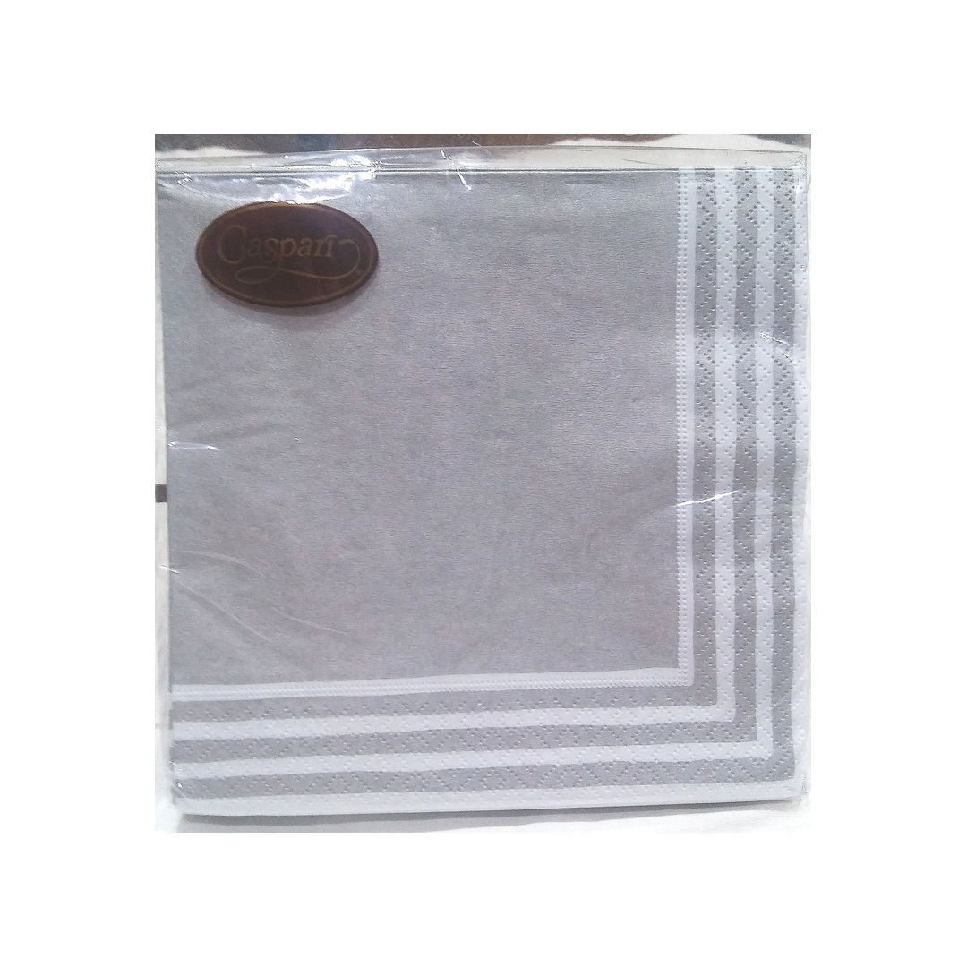CASPARI SILVER STRIPE BORDER PAPER LUNCHEON NAPKINS
