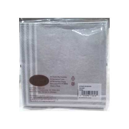 CASPARI SILVER STRIPE BORDER PAPER LUNCHEON NAPKINS