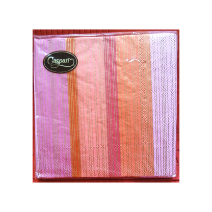 CASPARI STRIPED SILK FUCHSIA PAPER LUNCHEON NAPKINS