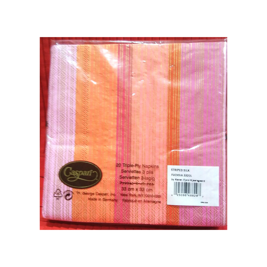 CASPARI STRIPED SILK FUCHSIA PAPER LUNCHEON NAPKINS
