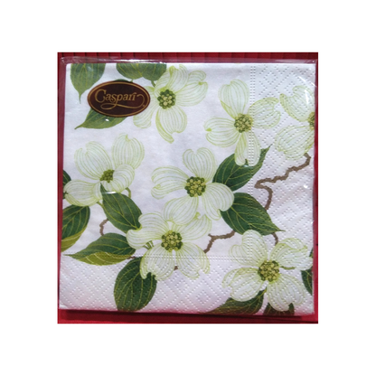 CASPARI WHITE BLOSSOM PAPER BEVERAGE NAPKINS