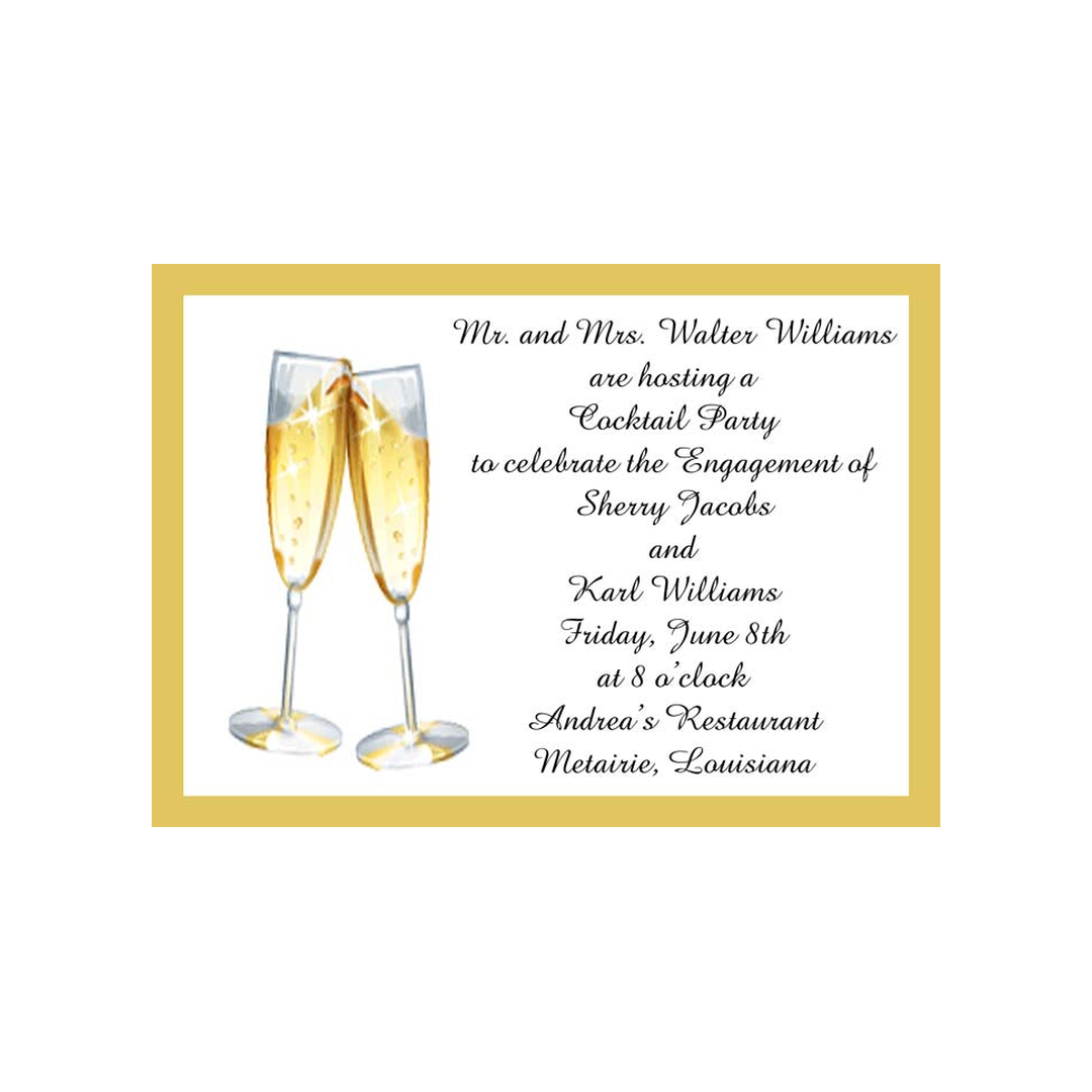 CHAMPAGNE FLUTES CUSTOM INVITATION