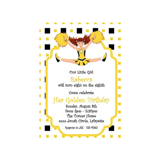 CHEERLEADER IN FAVORITE COLORS CUSTOM INVITATION