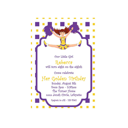CHEERLEADER IN FAVORITE COLORS CUSTOM INVITATION