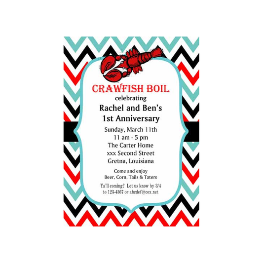 CHEVRON CRAWFISH CUSTOM INVITATION