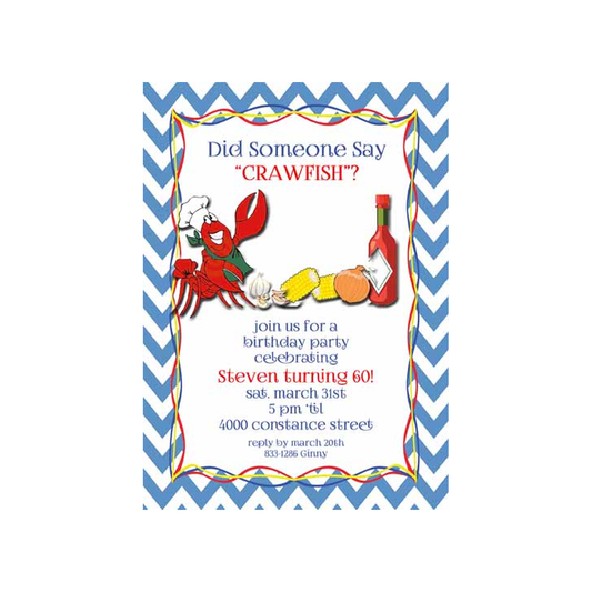 CHEVRON CRAWFISH CUSTOM INVITATION