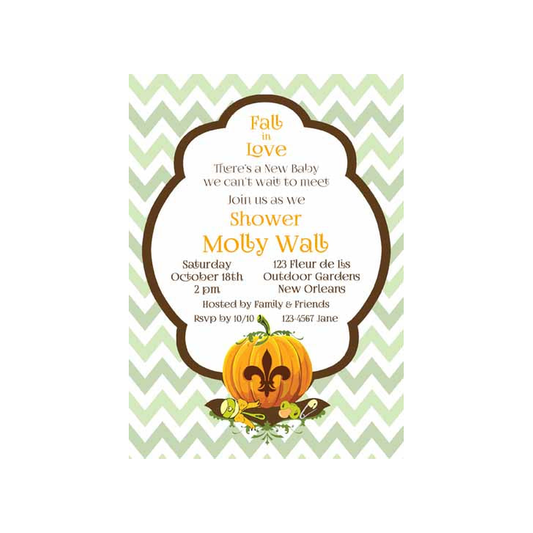 CHEVRON FLEUR DE LIS PUMPKIN CUSTOM INVITATION