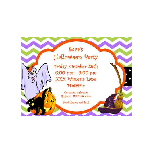 CHEVRON HALLOWEEN ICONS CUSTOM INVITATION
