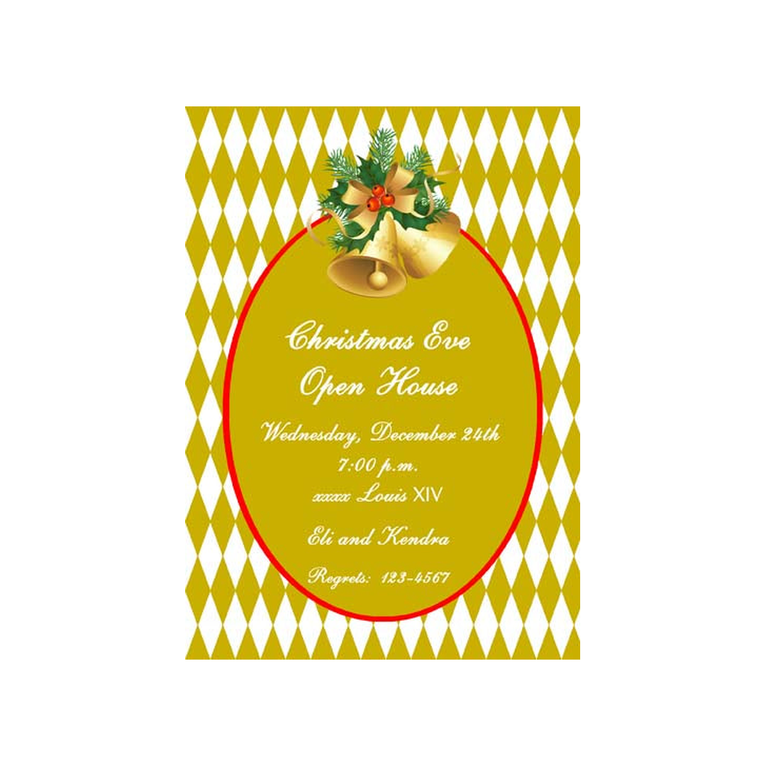 CHRISTMAS BELLS AND DIAMONDS CUSTOM INVITATION