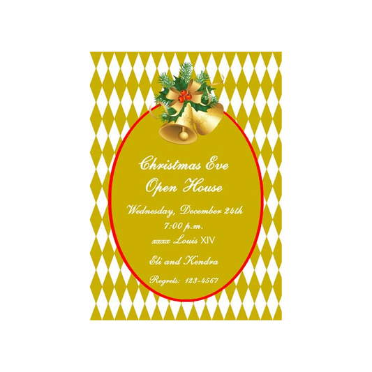 CHRISTMAS BELLS AND DIAMONDS CUSTOM INVITATION