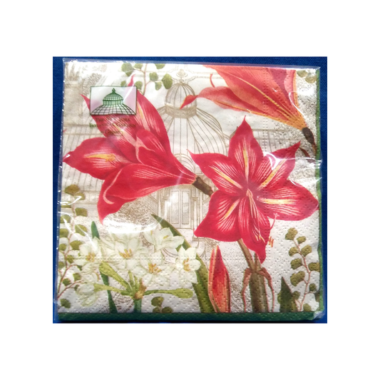 CHRISTMAS BLOOMS CASPARI PAPER BEVERAGE NAPKINS