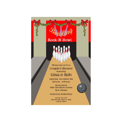 CHRISTMAS BOWLING ALLEY CUSTOM INVITATION