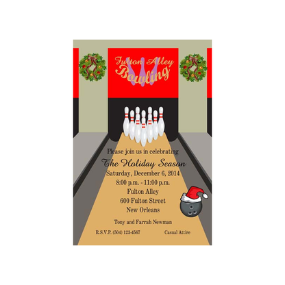 CHRISTMAS BOWLING ALLEY CUSTOM INVITATION