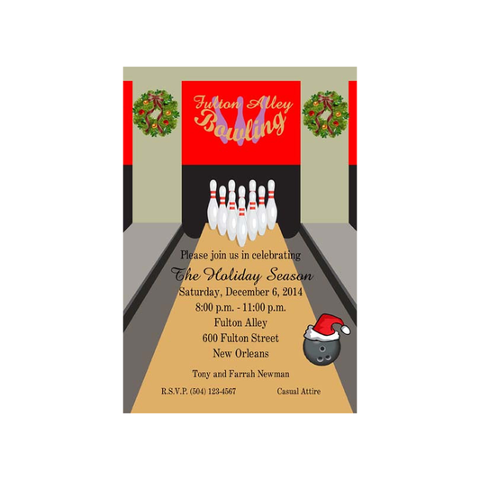CHRISTMAS BOWLING ALLEY CUSTOM INVITATION