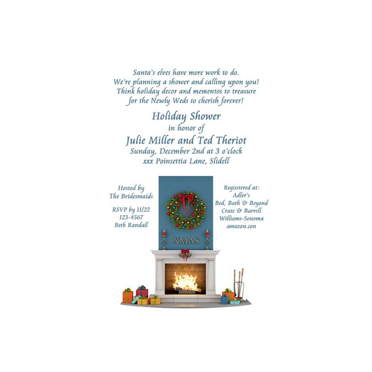 CHRISTMAS BY THE FIREPLACE CUSTOM INVITATION