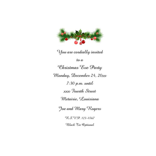 CHRISTMAS GARLAND CUSTOM INVITATION