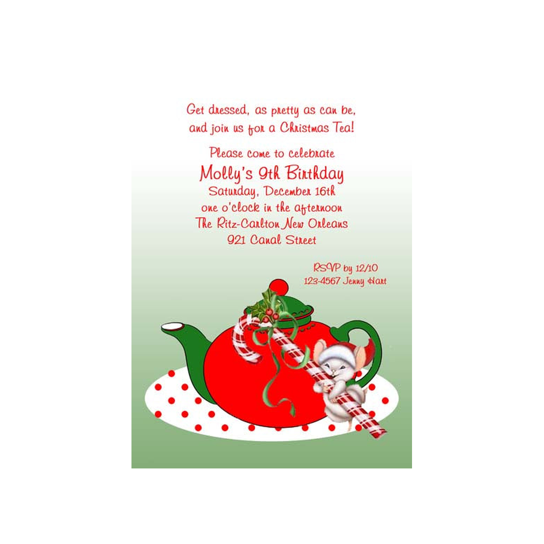CHRISTMAS MOUSE AND TEA CUSTOM INVITATION