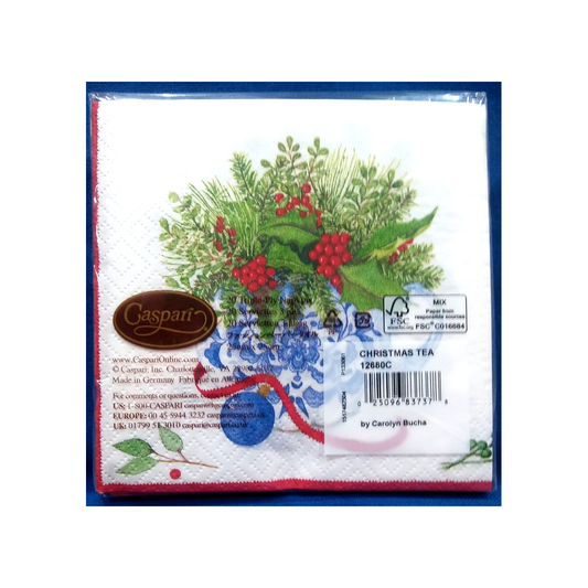 CHRISTMAS TEA CASPARI PAPER BEVERAGE NAPKINS