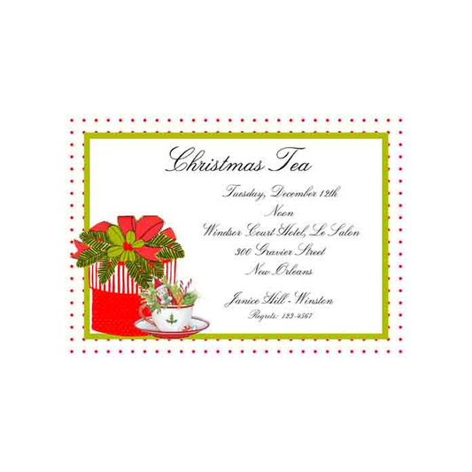 CHRISTMAS TEA CUP AND PRESENT CUSTOM INVITATION