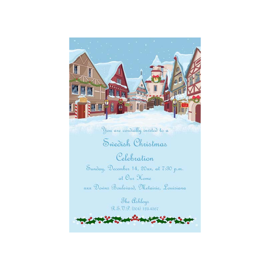 CHRISTMAS VILLAGE CUSTOM INVITATION