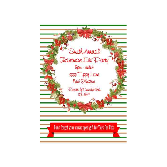 CHRISTMAS WREATH CUSTOM INVITATION