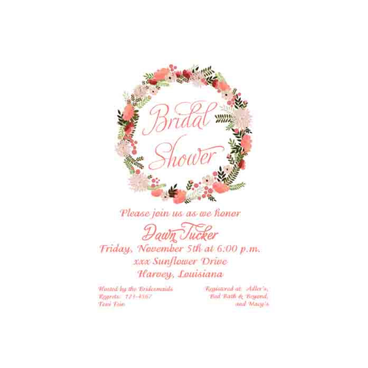 CIRCLE OF FALL FLOWERS CUSTOM INVITATION