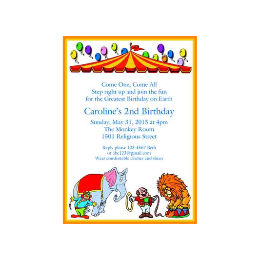 CIRCUS MASTER CUSTOM INVITATION