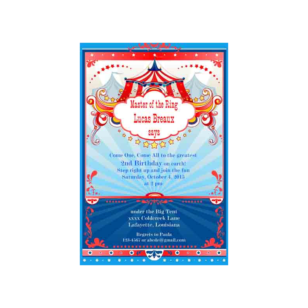 CIRCUS TENT CUSTOM INVITATION
