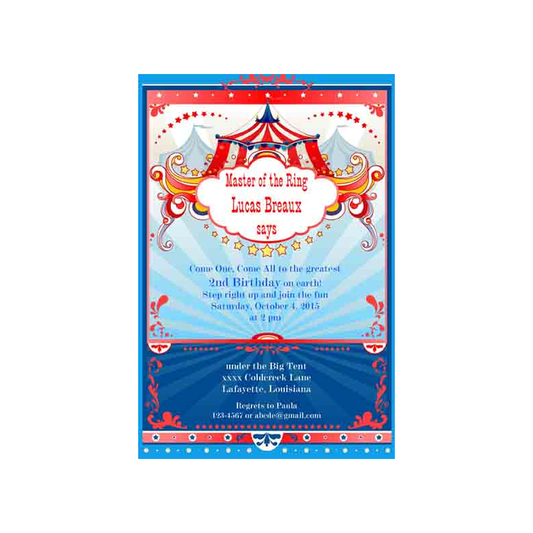 CIRCUS TENT CUSTOM INVITATION