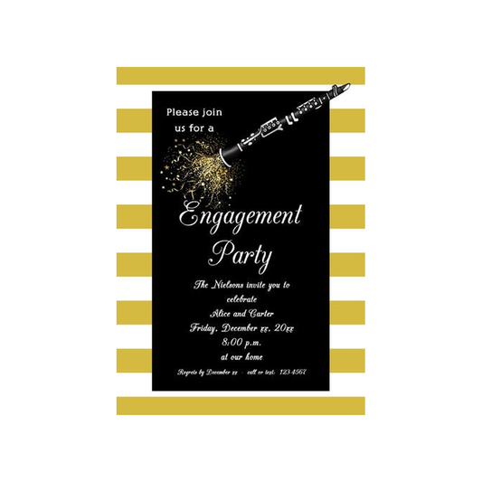 CLARINET AND BOLD STRIPE BORDER CUSTOM INVITATION