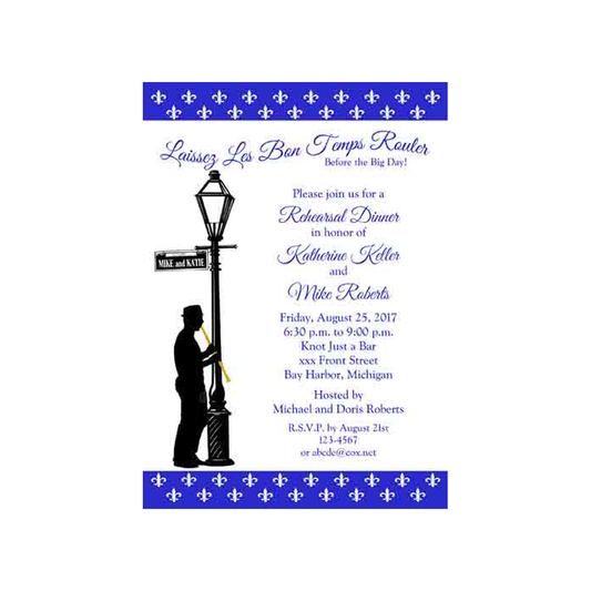 CLARINET PLAYER AND LAMPPOST CUSTOM INVITATION