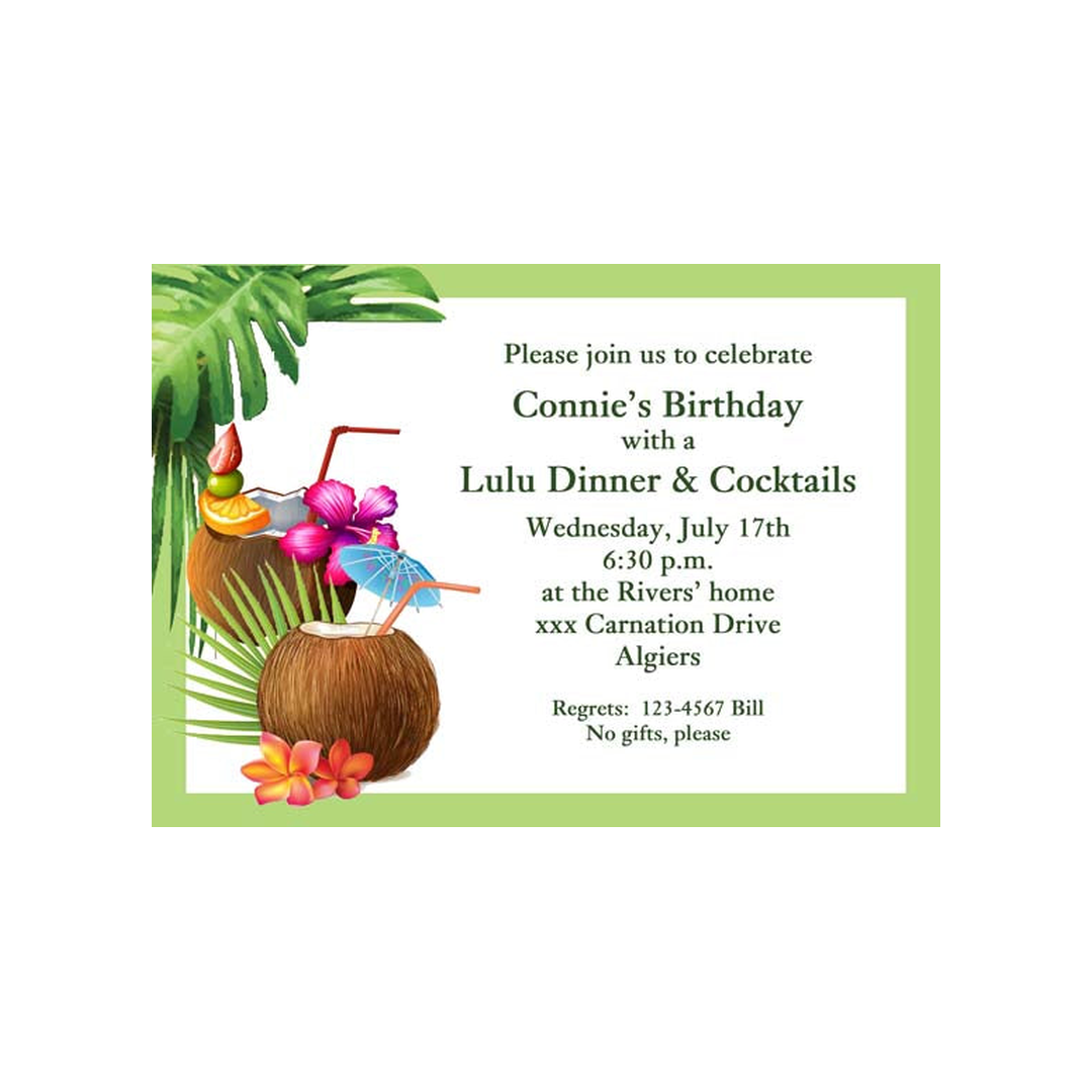 COCONUT DRINKS CUSTOM INVITATION
