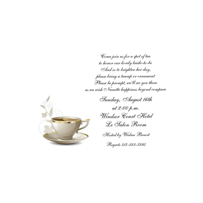 COFFEE OR TEA CUP AND VINES CUSTOM INVITATION