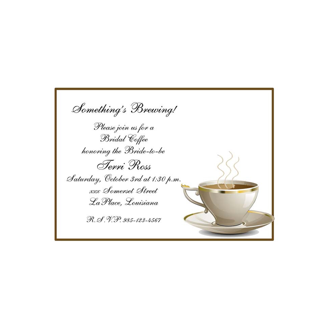 COFFEE OR TEA CUP AND VINES CUSTOM INVITATION