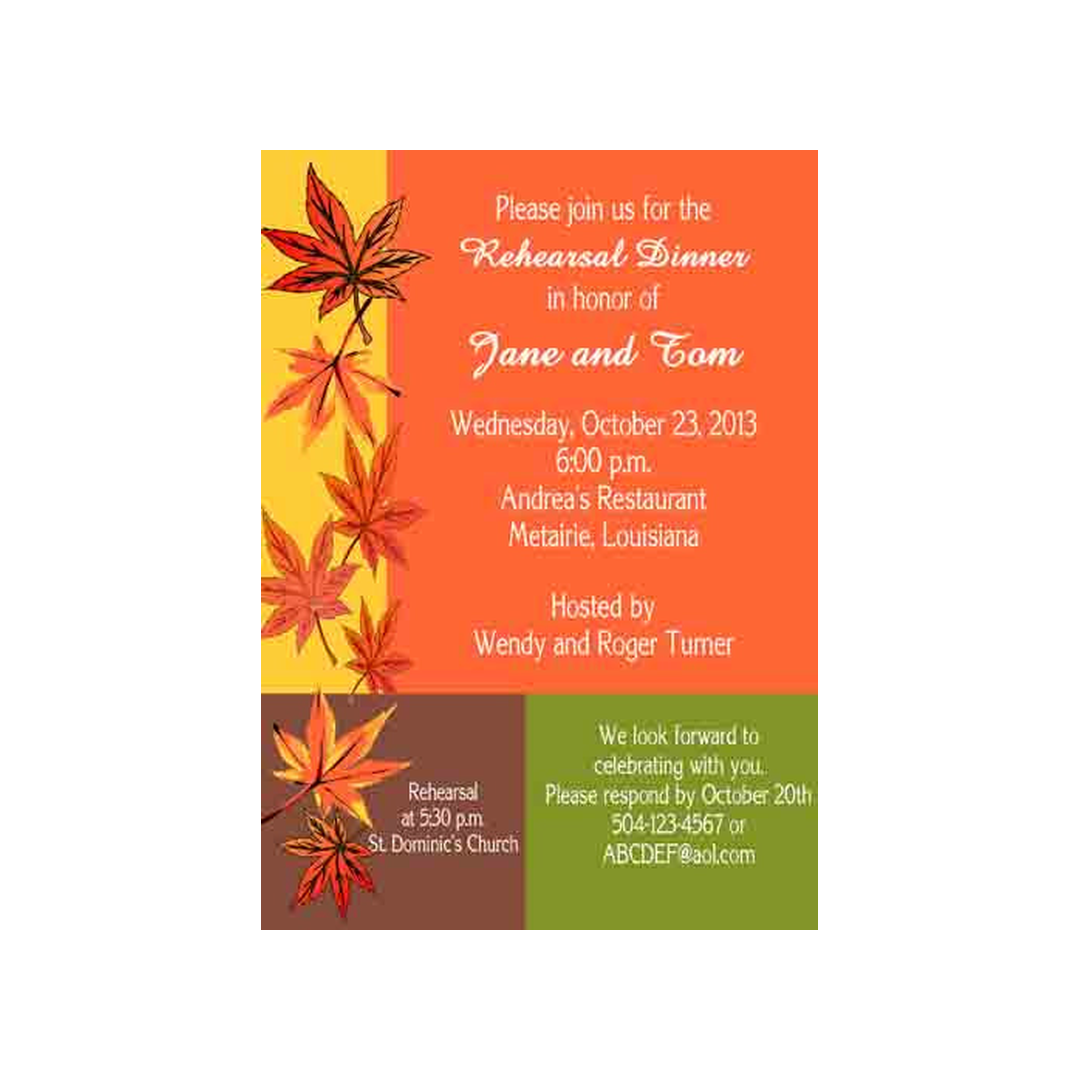 COLOR BLOCK FALL LEAVES CUSTOM INVITATION