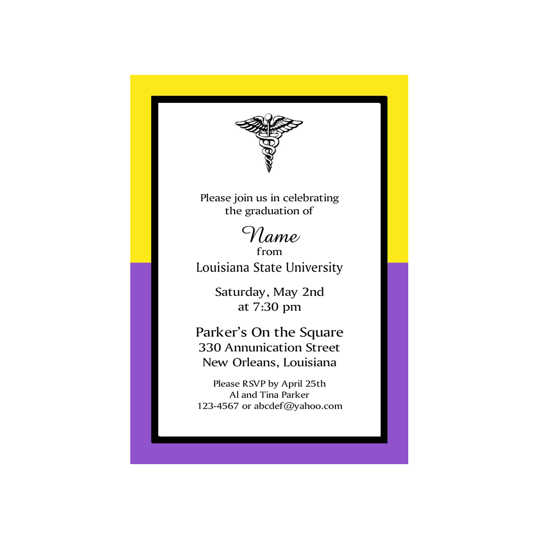 COLOR BLOCK SCHOOL COLORS GRADUATION CUSTOM INVITATION