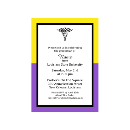 COLOR BLOCK SCHOOL COLORS GRADUATION CUSTOM INVITATION