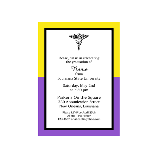 COLOR BLOCK SCHOOL COLORS GRADUATION CUSTOM INVITATION