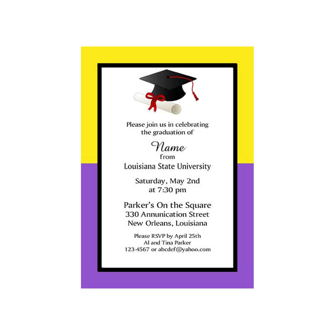 COLOR BLOCK SCHOOL COLORS GRADUATION CUSTOM INVITATION